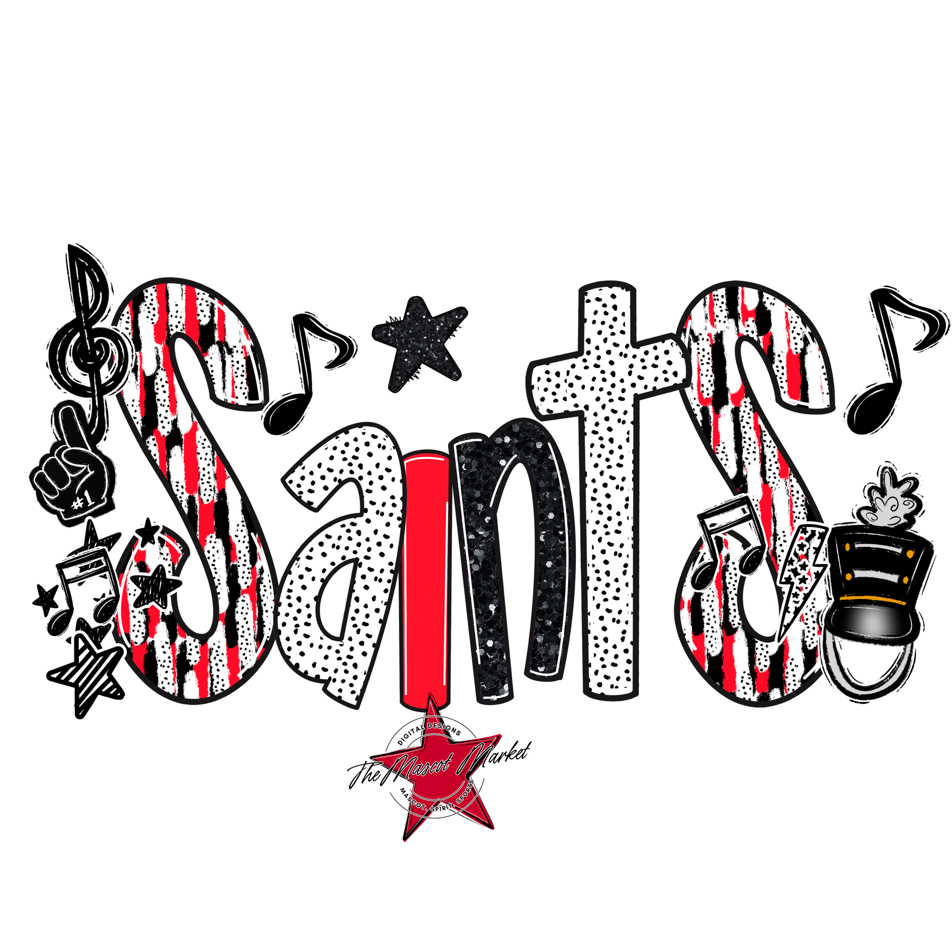 Saints Band Scrape-Bright Red