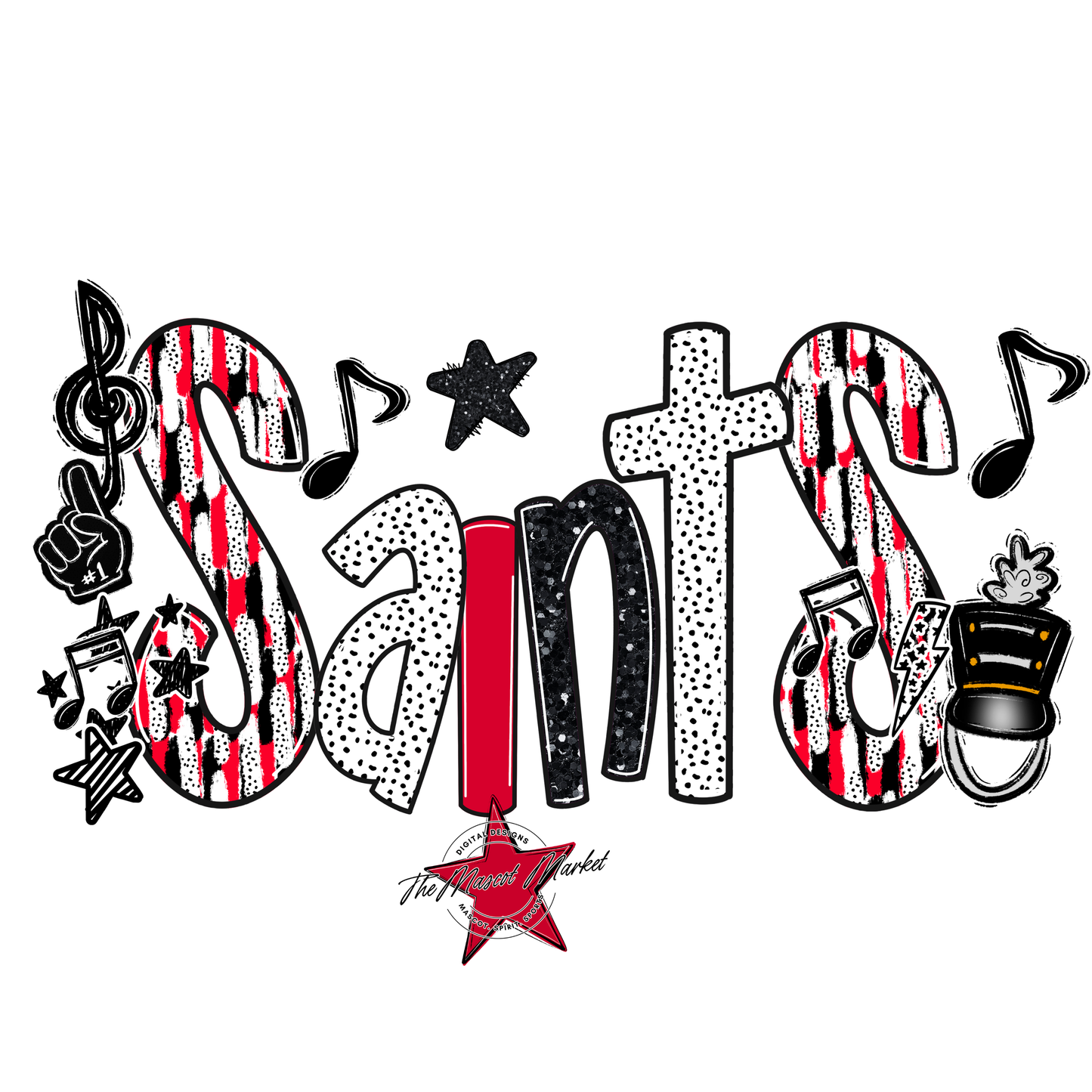 Saints Band Scrape-Red