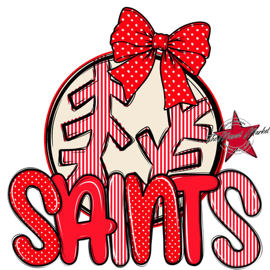 Saints Baseball-Softball Spirit Design-Bright Red