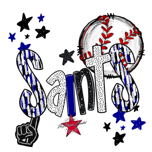 Saints Baseball Scrape-Blue