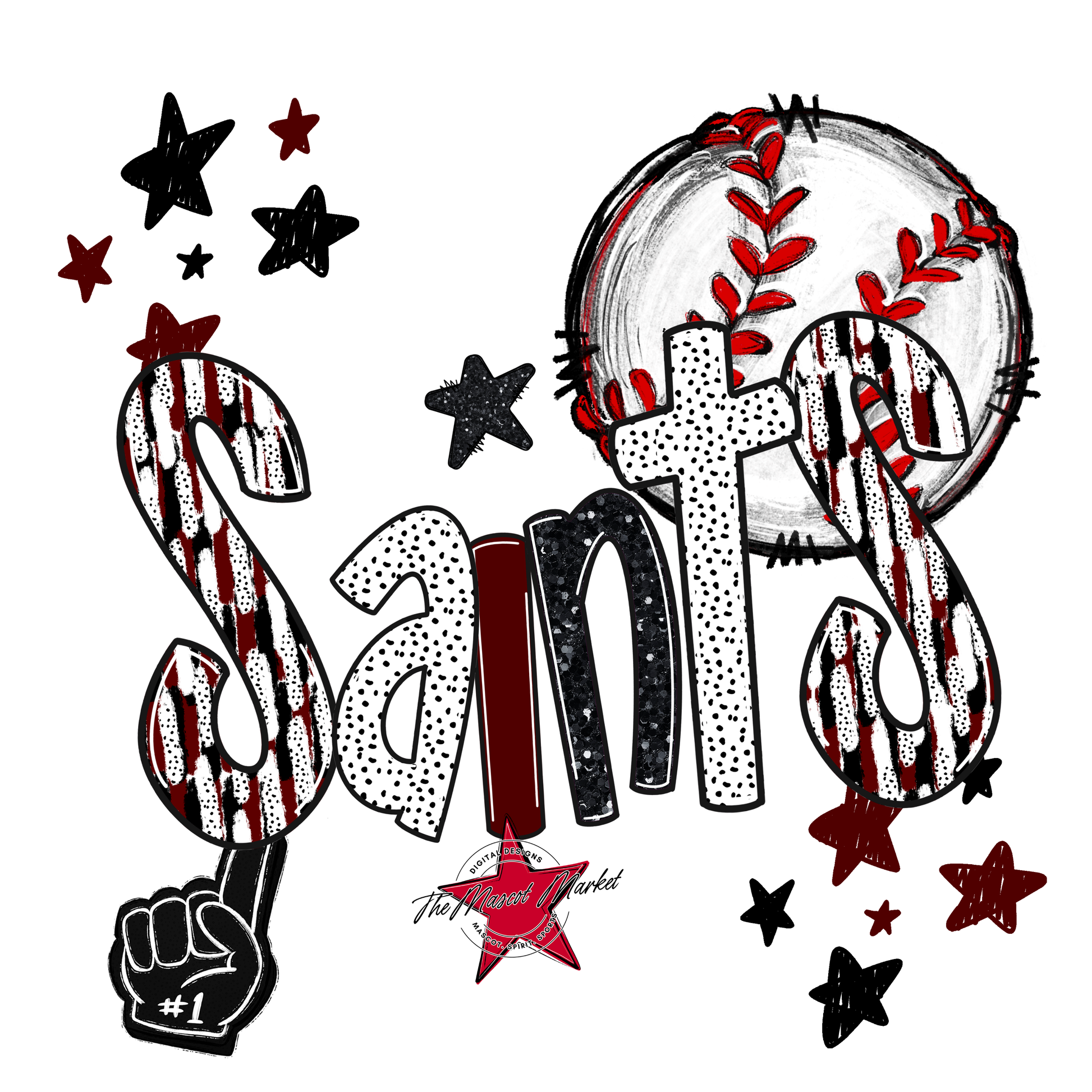 Saints Baseball Scrape-Maroon