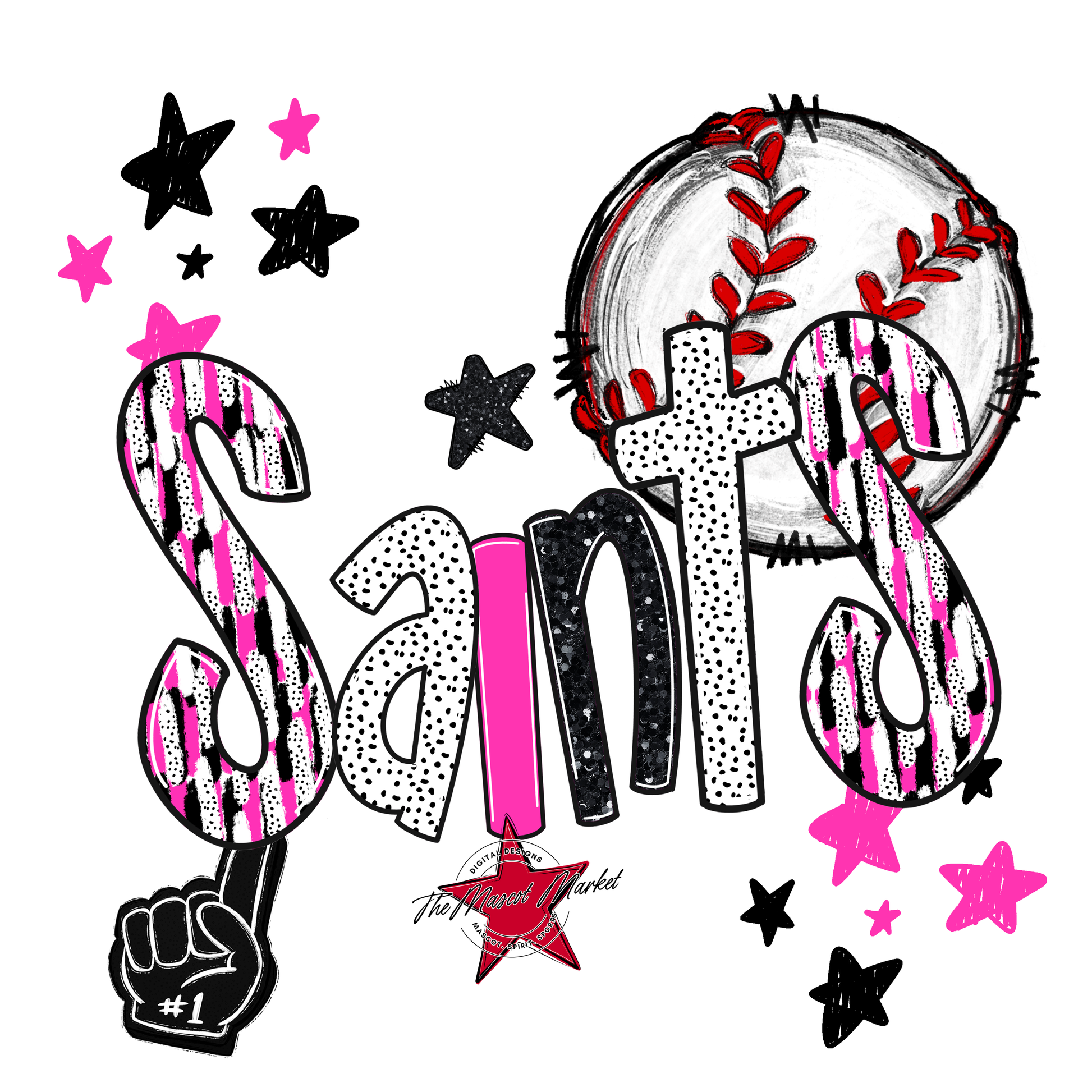 Saints Baseball Scrape-Pink