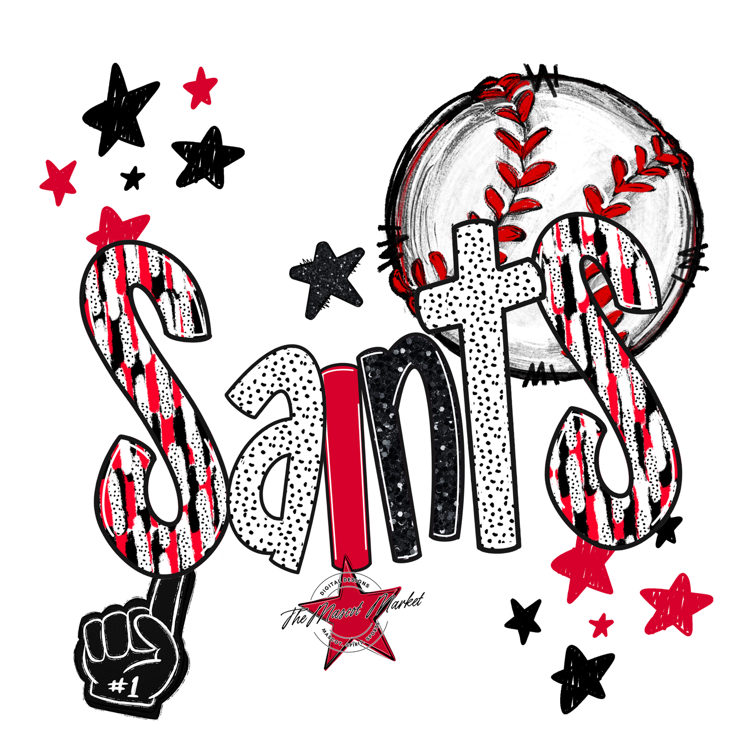 Saints Baseball Scrape-Red