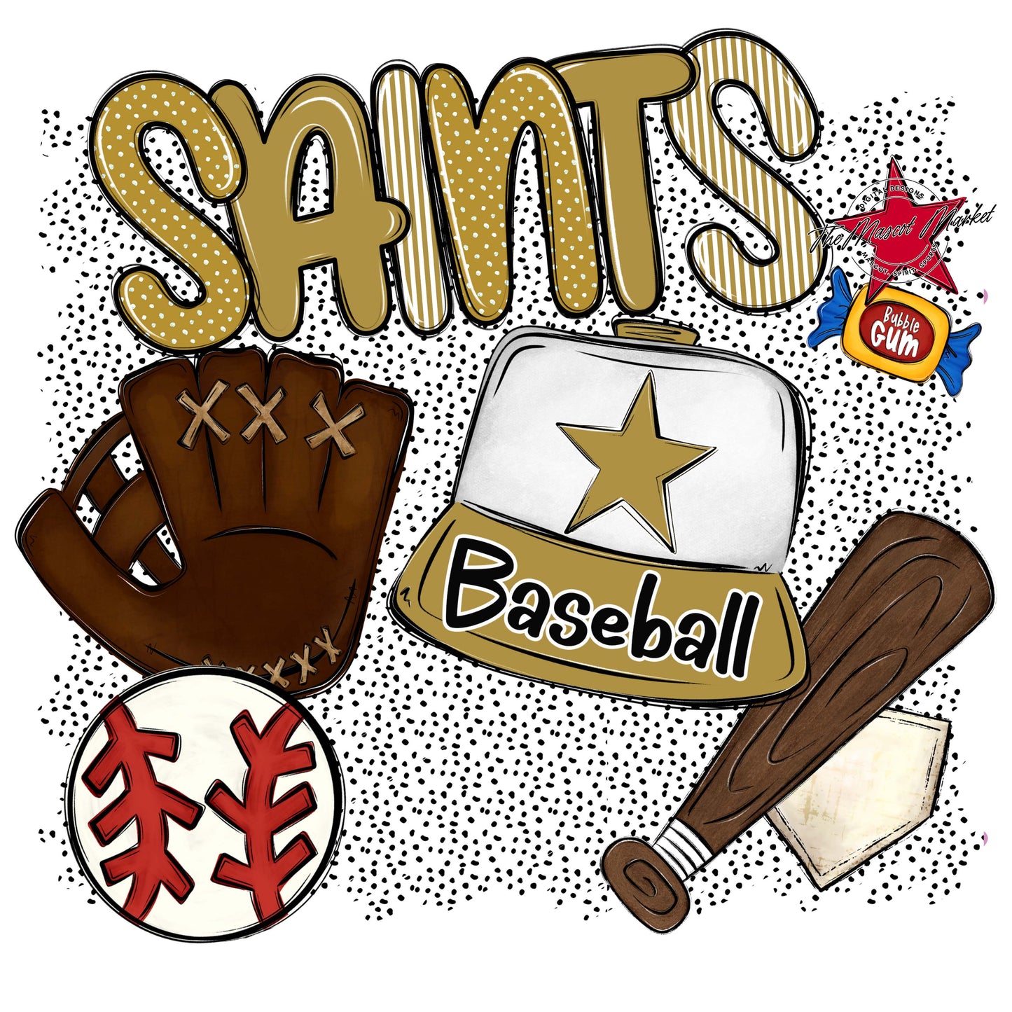 Saints Baseball Spirit-Gold