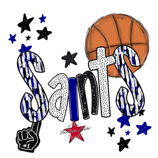 Saints Basketball Scrape-Blue