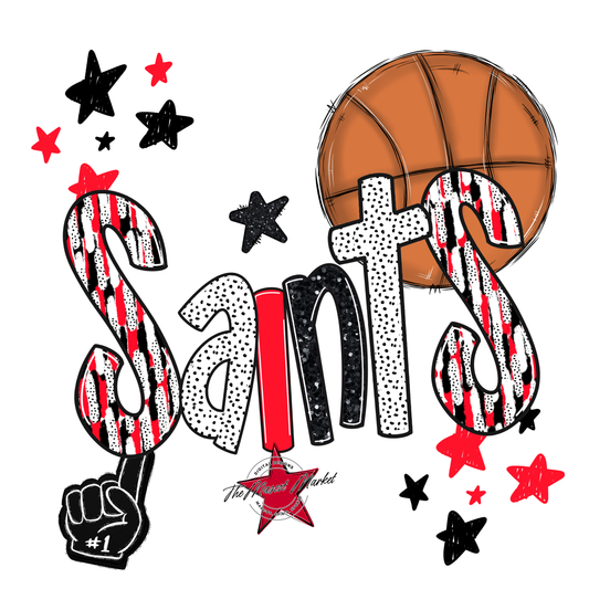 Saints Basketball Scrape-Bright Red