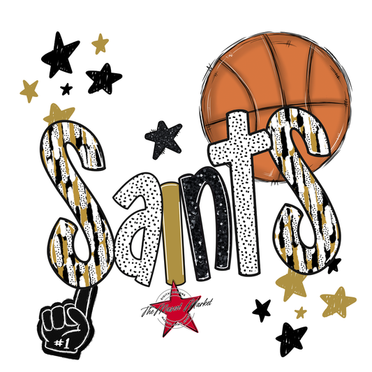 Saints Basketball Scrape-Gold