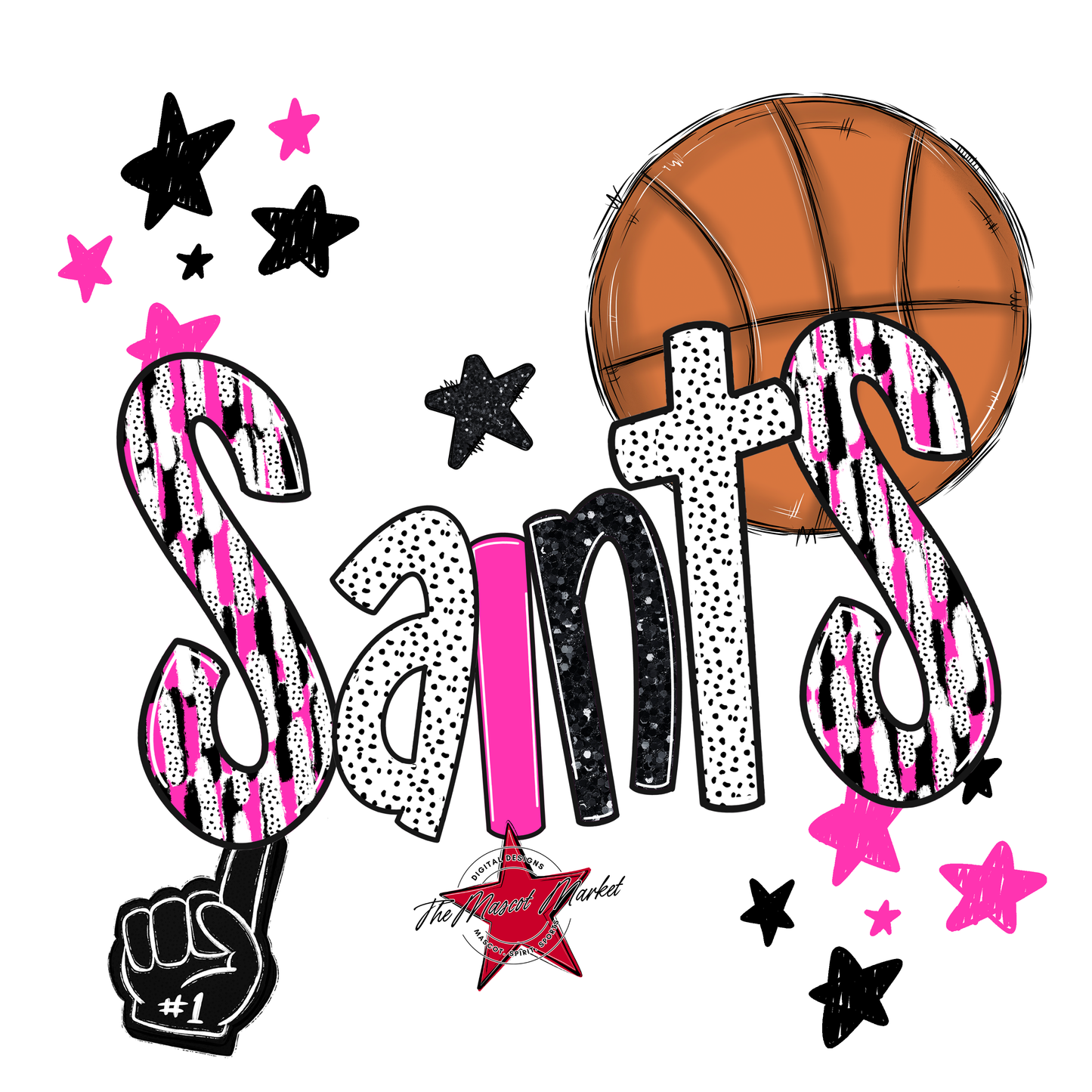 Saints Basketball Scrape-Pink