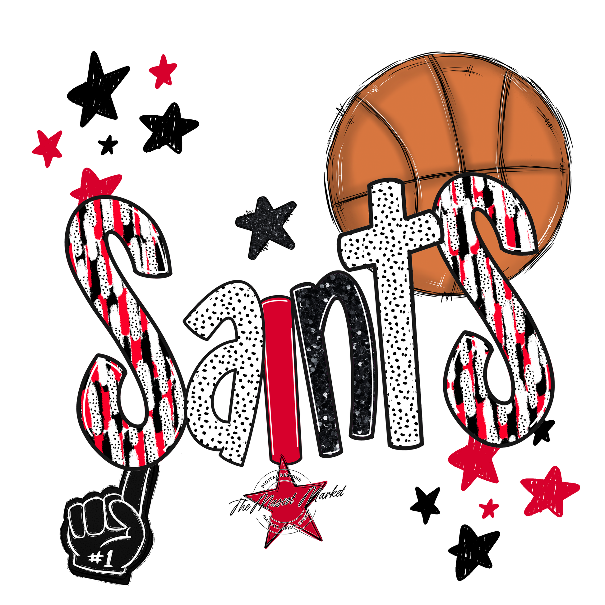 Saints Basketball Scrape-Red
