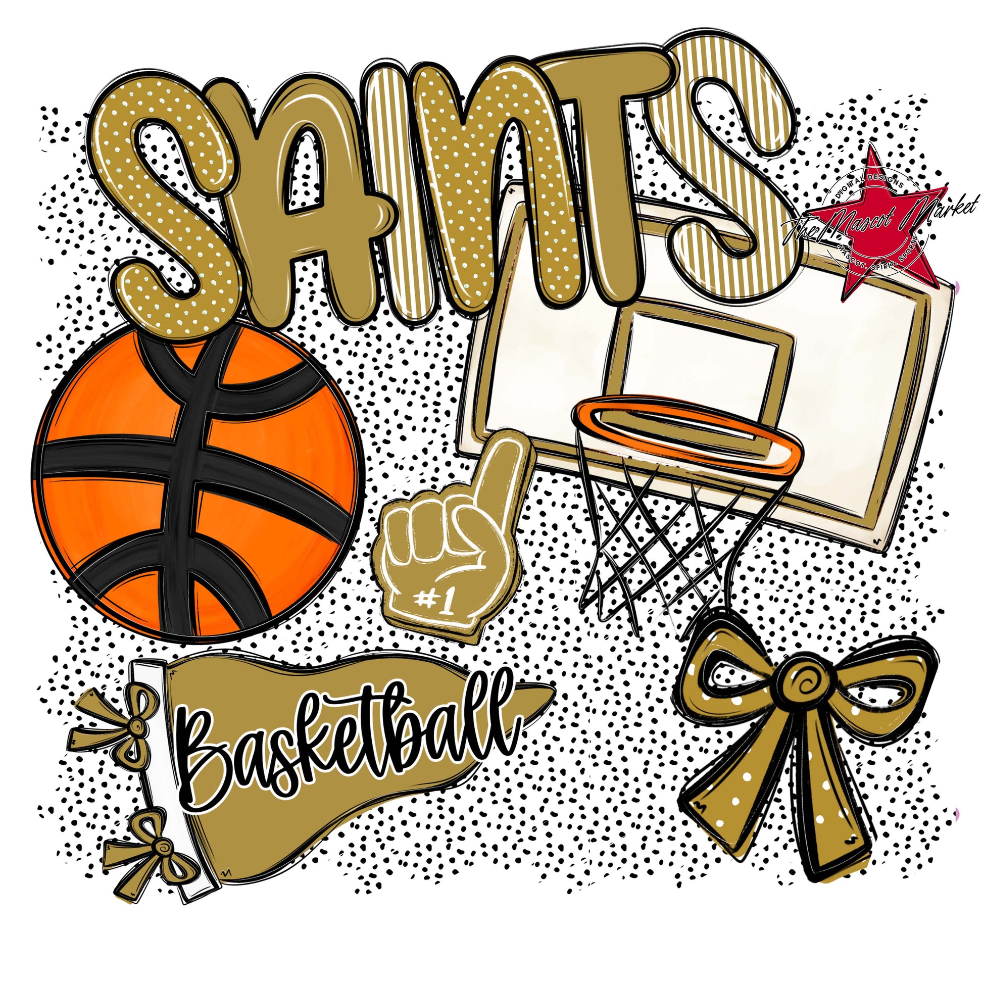 Saints Basketball Spirit-Gold
