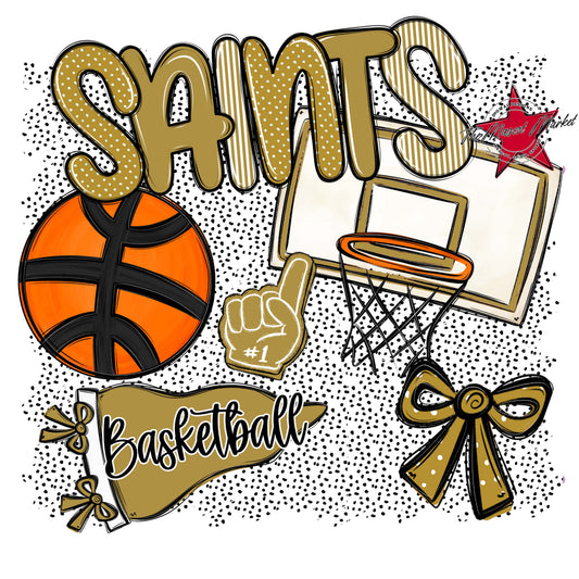 Saints Basketball Spirit-Gold