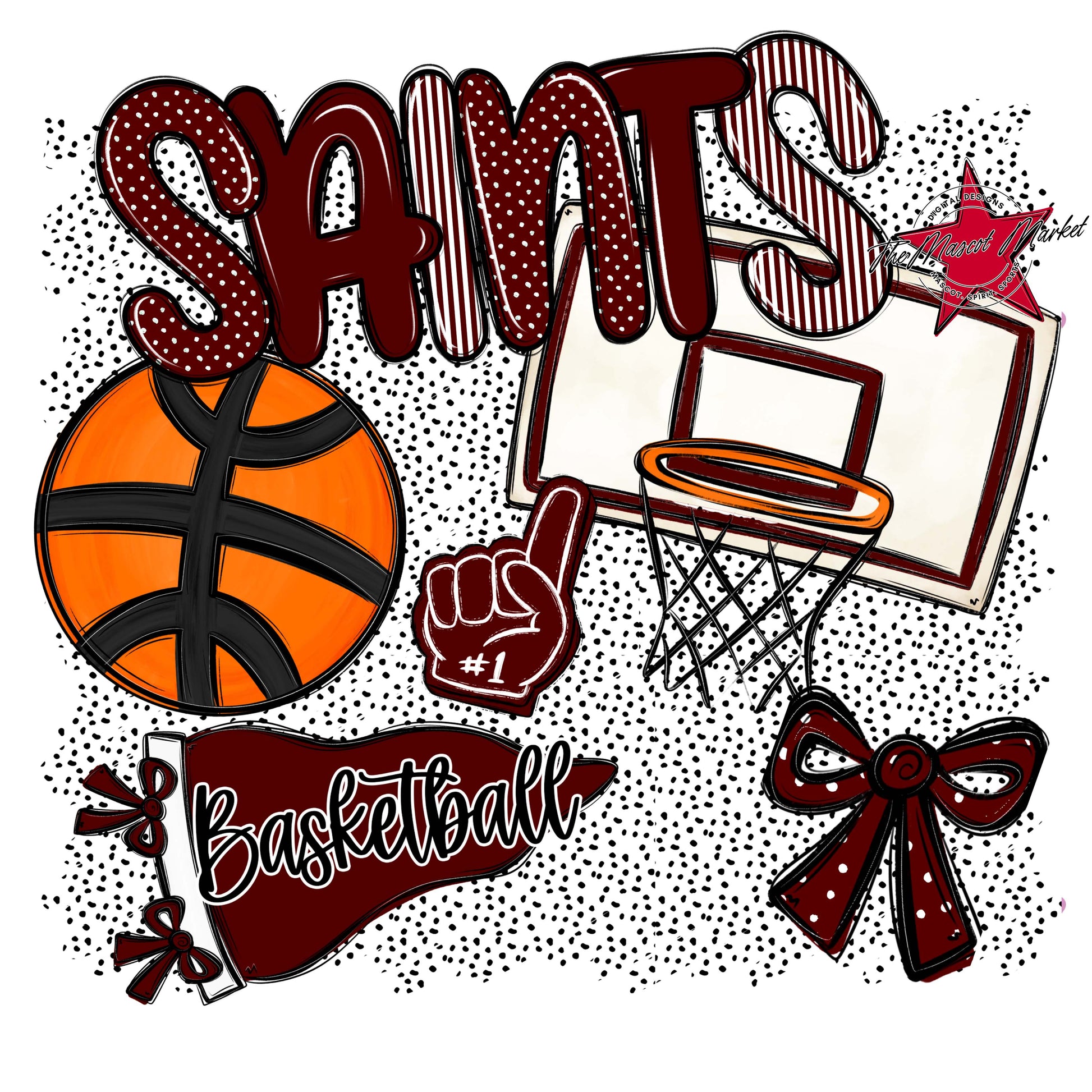 Saints Basketball Spirit-Maroon