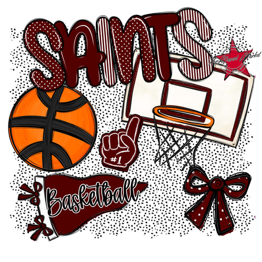 Saints Basketball Spirit-Maroon