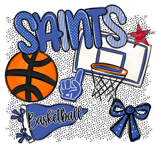 Saints Basketball Spirit-Off Blue