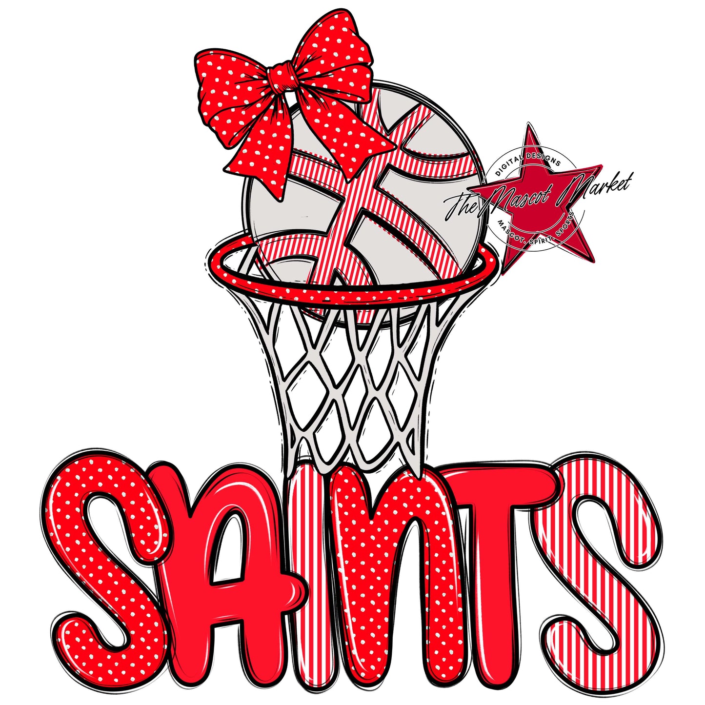 Saints Basketball Spirit Design-Bright Red