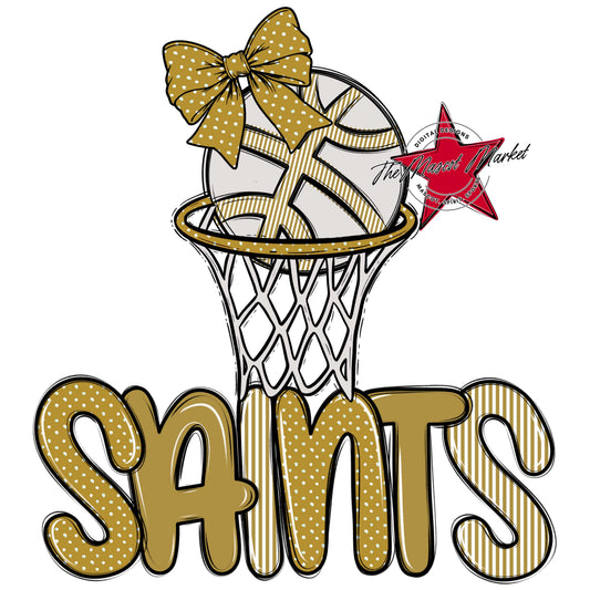 Saints Basketball Spirit Design-Gold