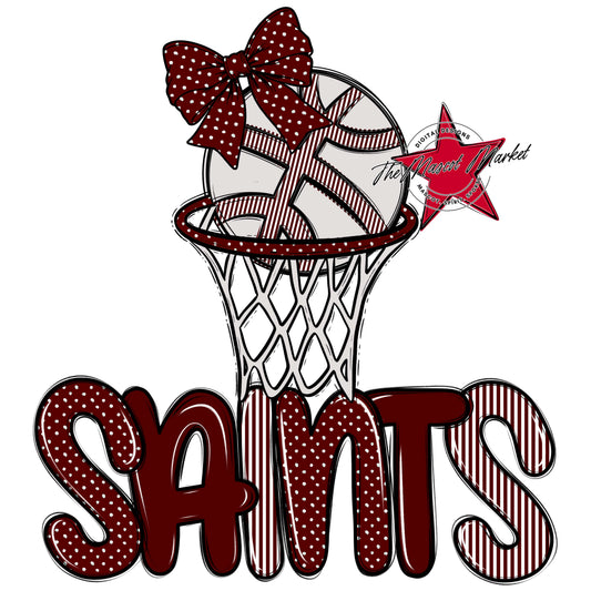 Saints Basketball Spirit Design-Maroon