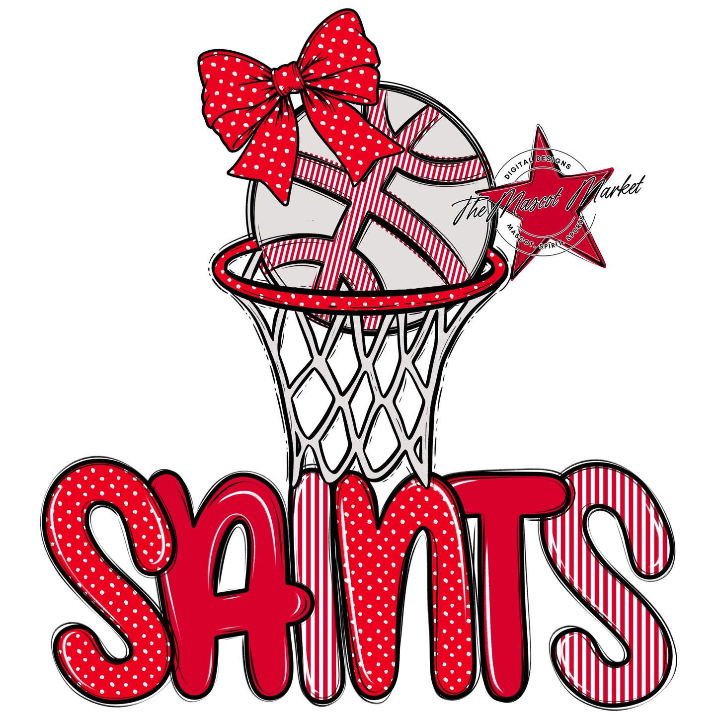 Saints Basketball Spirit Design-Red