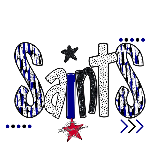 Saints Brushstroke Alpha w Arrows-Blue