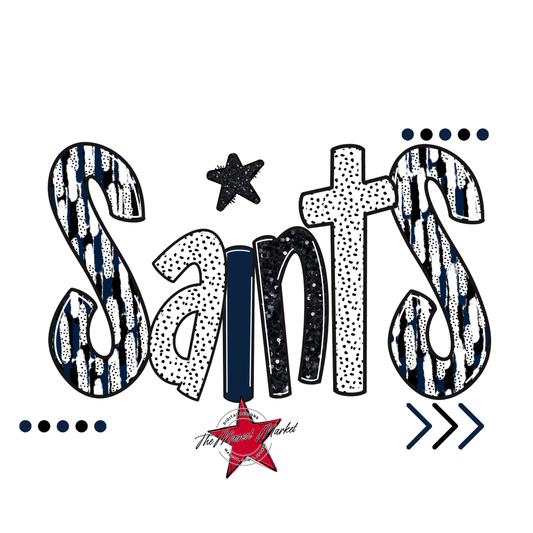 Saints Brushstroke Alpha w Arrows-Navy