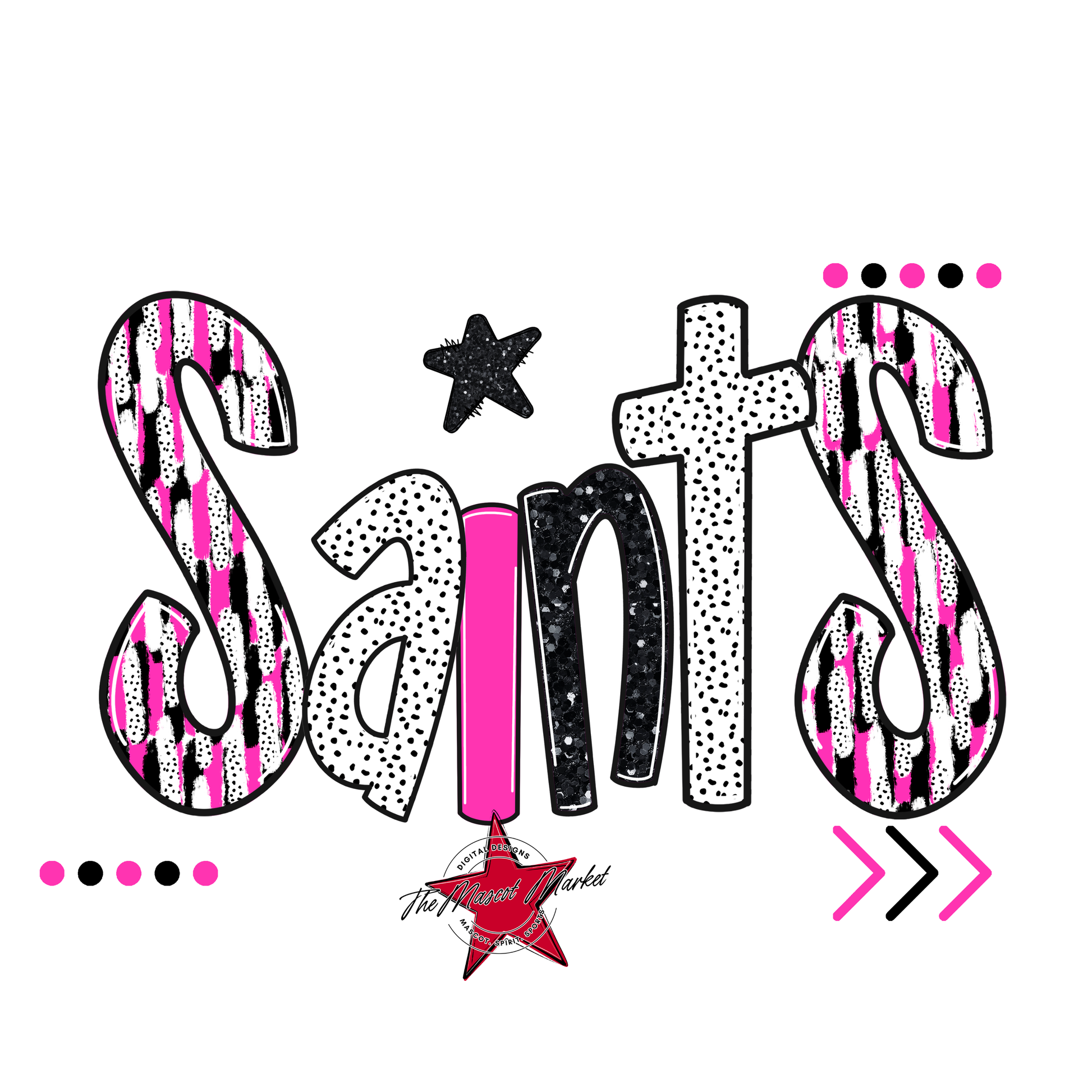 Saints Brushstroke Alpha w Arrows-Pink