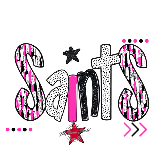 Saints Brushstroke Alpha w Arrows-Pink