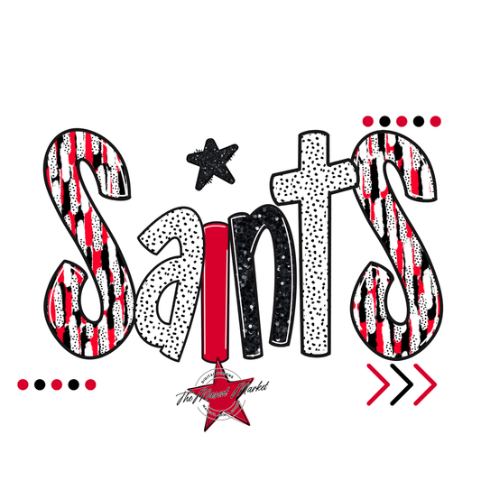 Saints Brushstroke Alpha w Arrows-Red