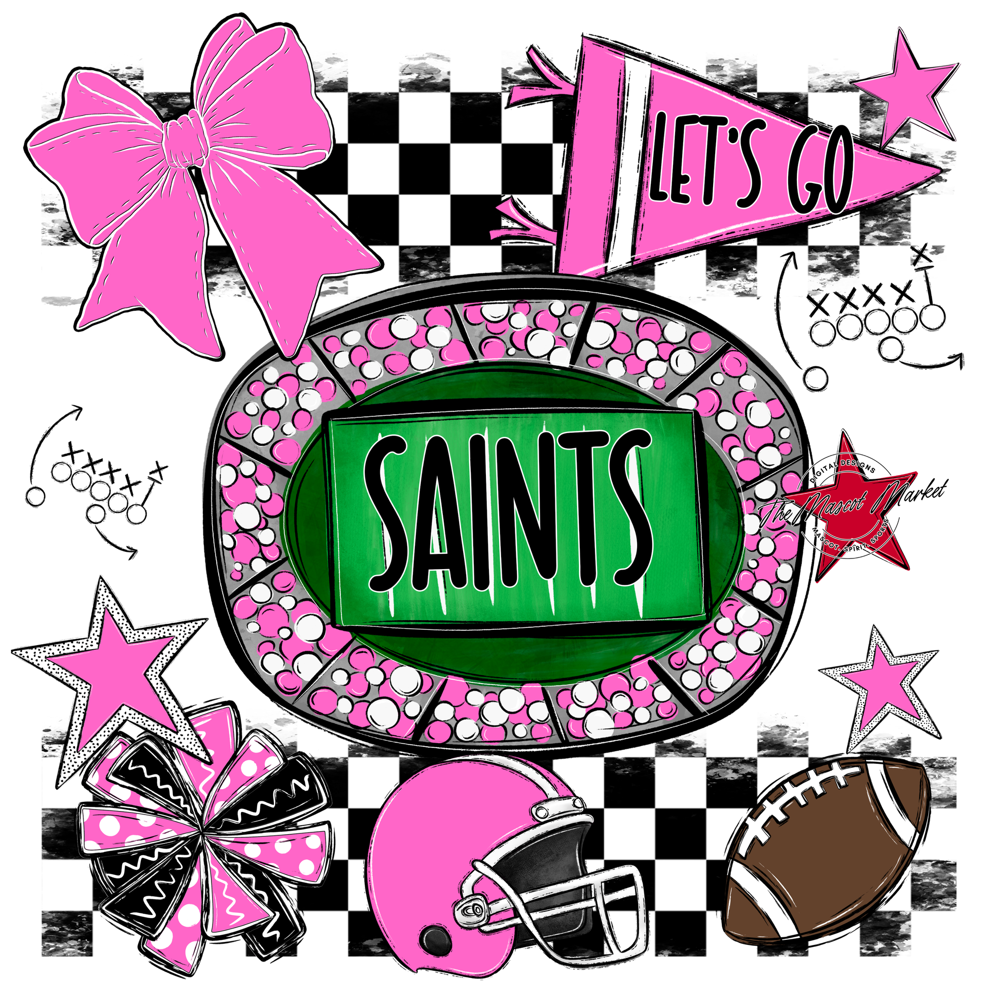 Saints Checkers Spirit Design-Baby Pink