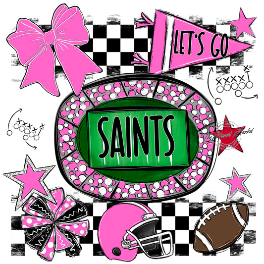 Saints Checkers Spirit Design-Baby Pink