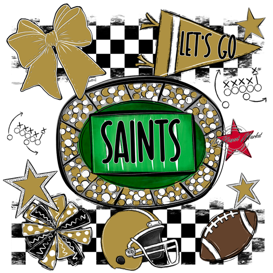 Saints Checkers Spirit Design-Gold