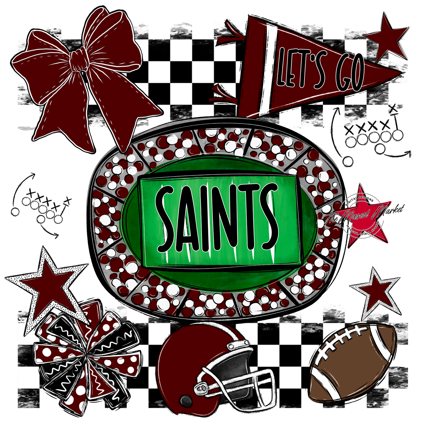 Saints Checkers Spirit Design-Maroon
