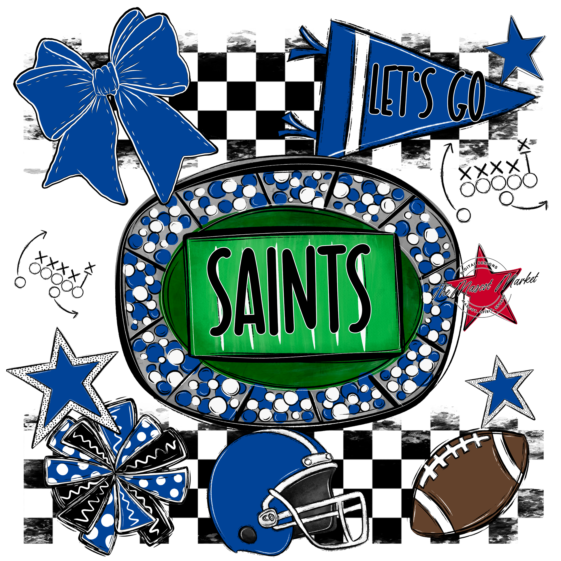 Saints Checkers Spirit Design-Off Blue