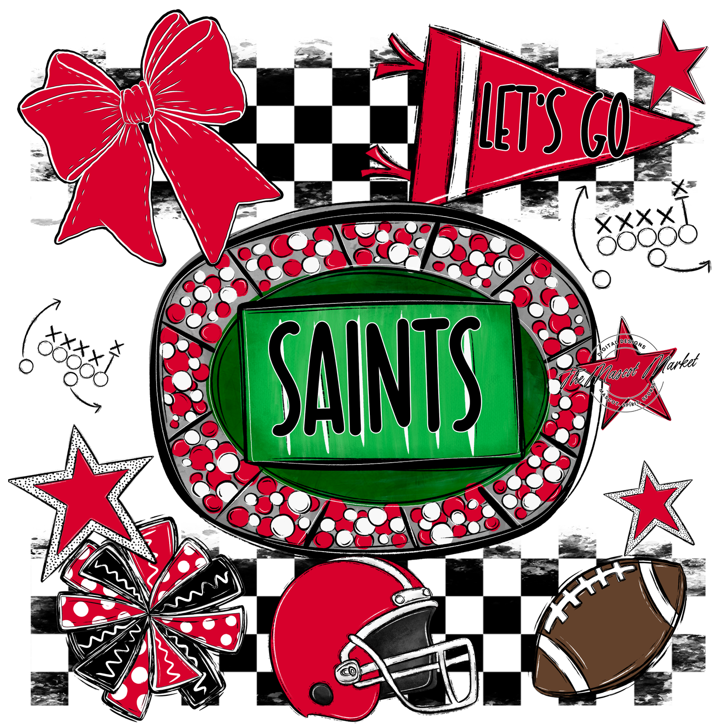 Saints Checkers Spirit Design-Red