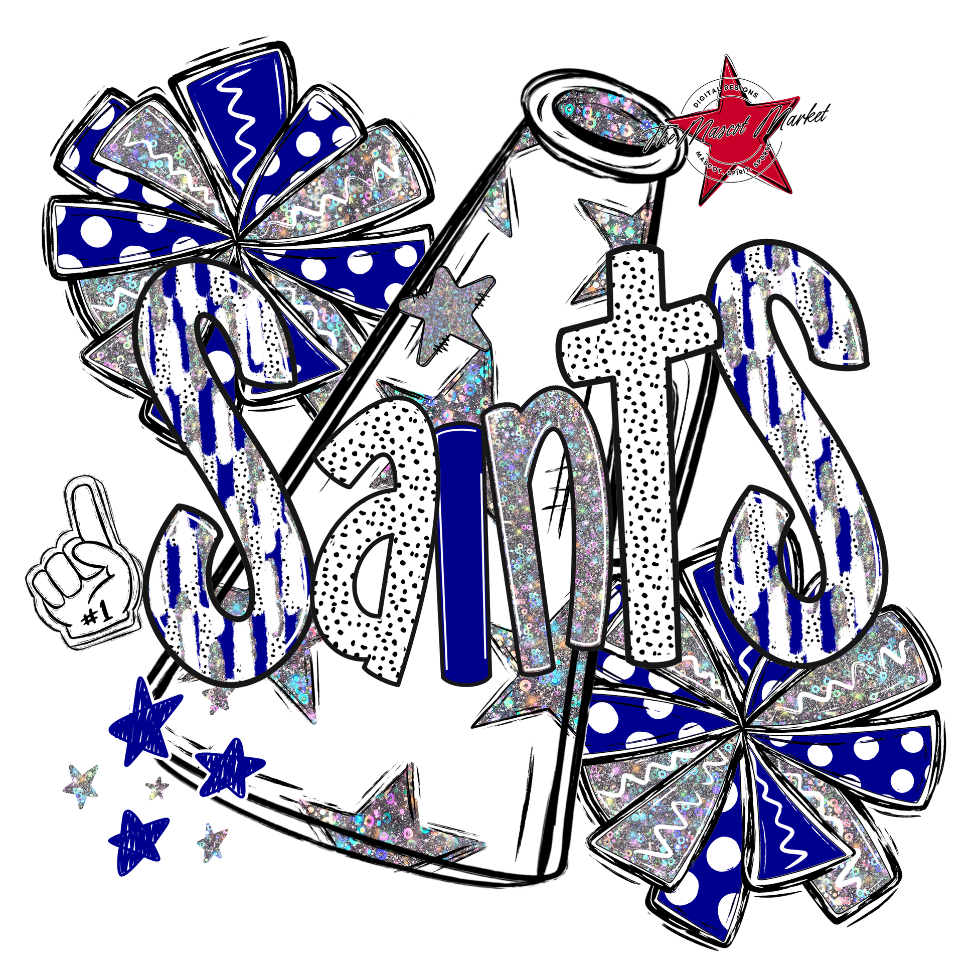 Saints Cheer Megaphone Scrape-Blue