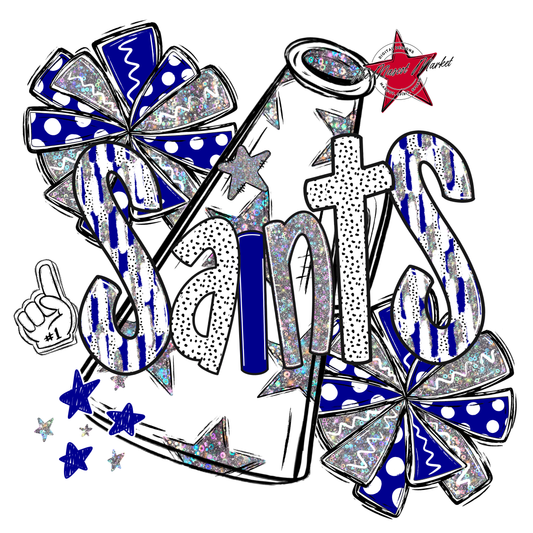 Saints Cheer Megaphone Scrape-Blue