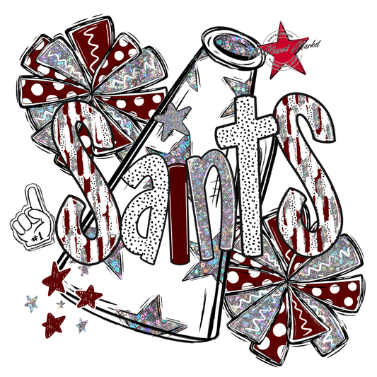 Saints Cheer Megaphone Scrape-Maroon