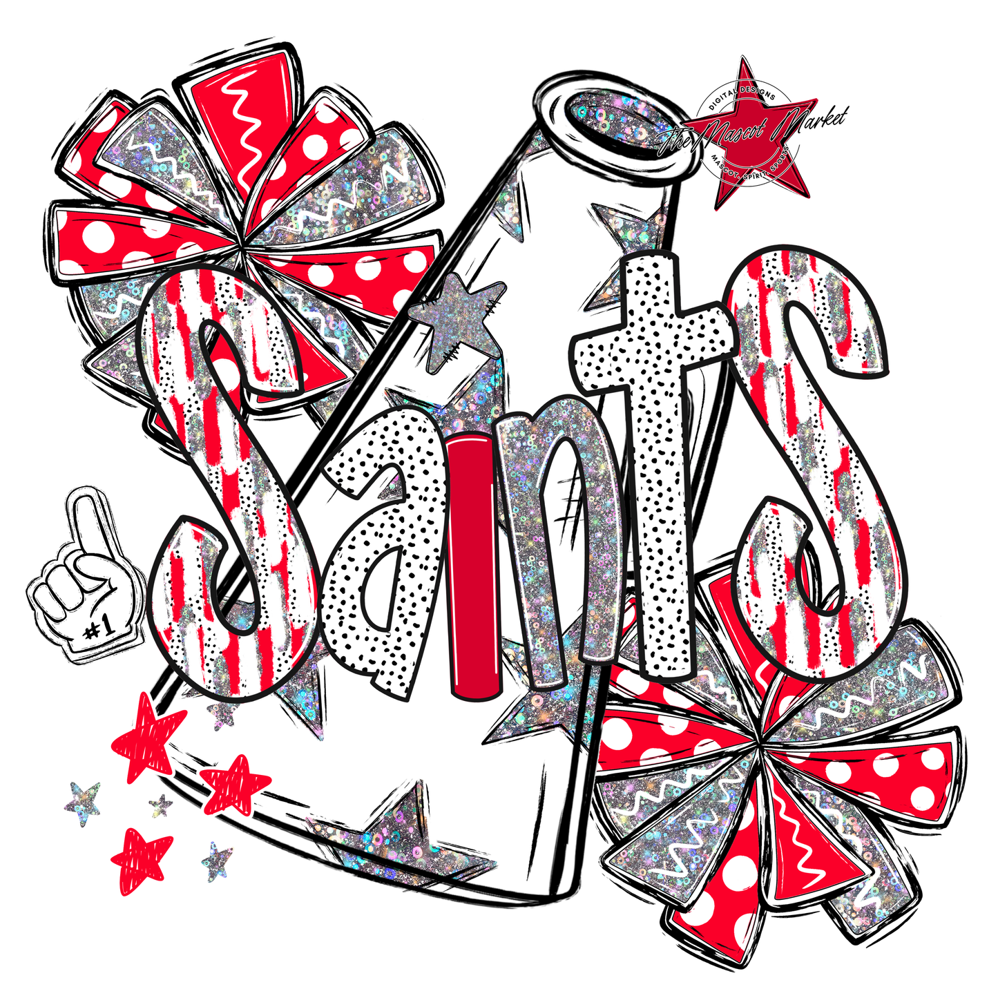 Saints Cheer Megaphone Scrape-Red