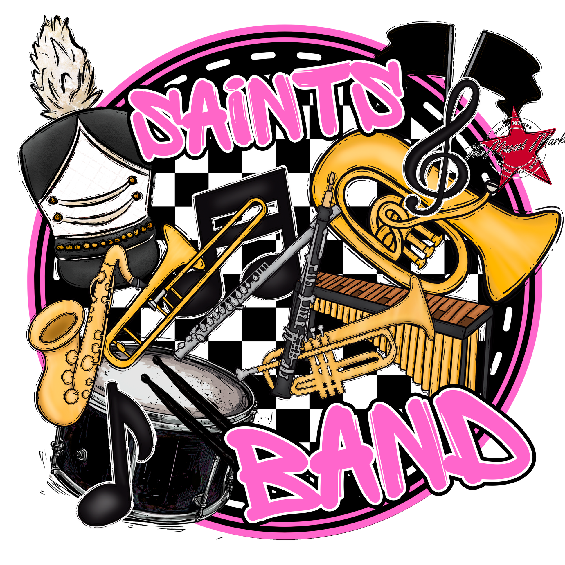 Saints Circle Band Design-Baby Pink