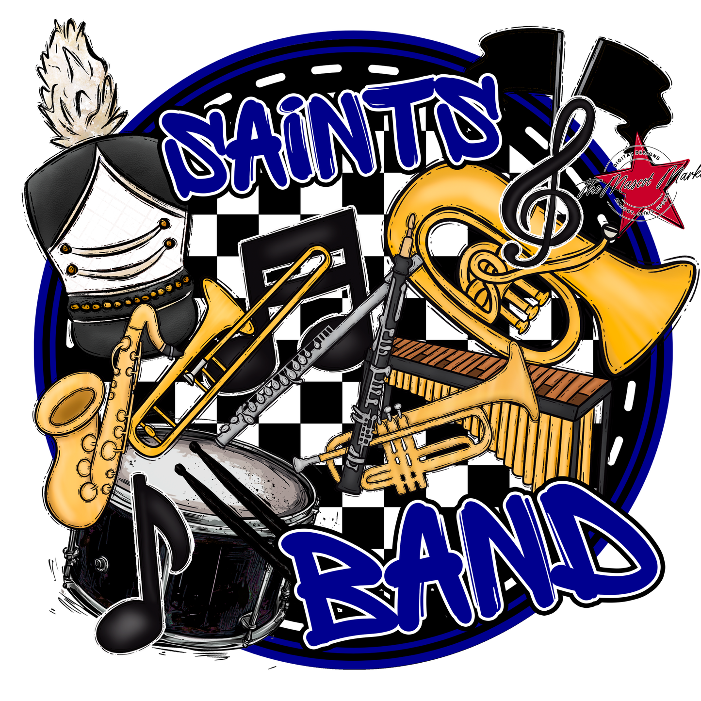 Saints Circle Band Design-Blue