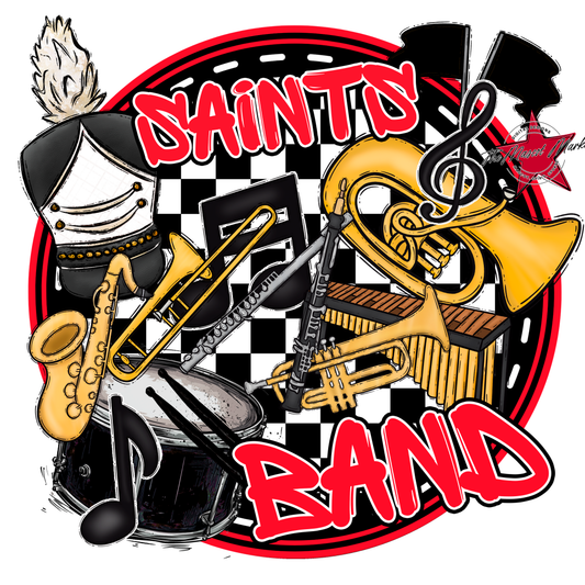 Saints Circle Band Design-Bright Red