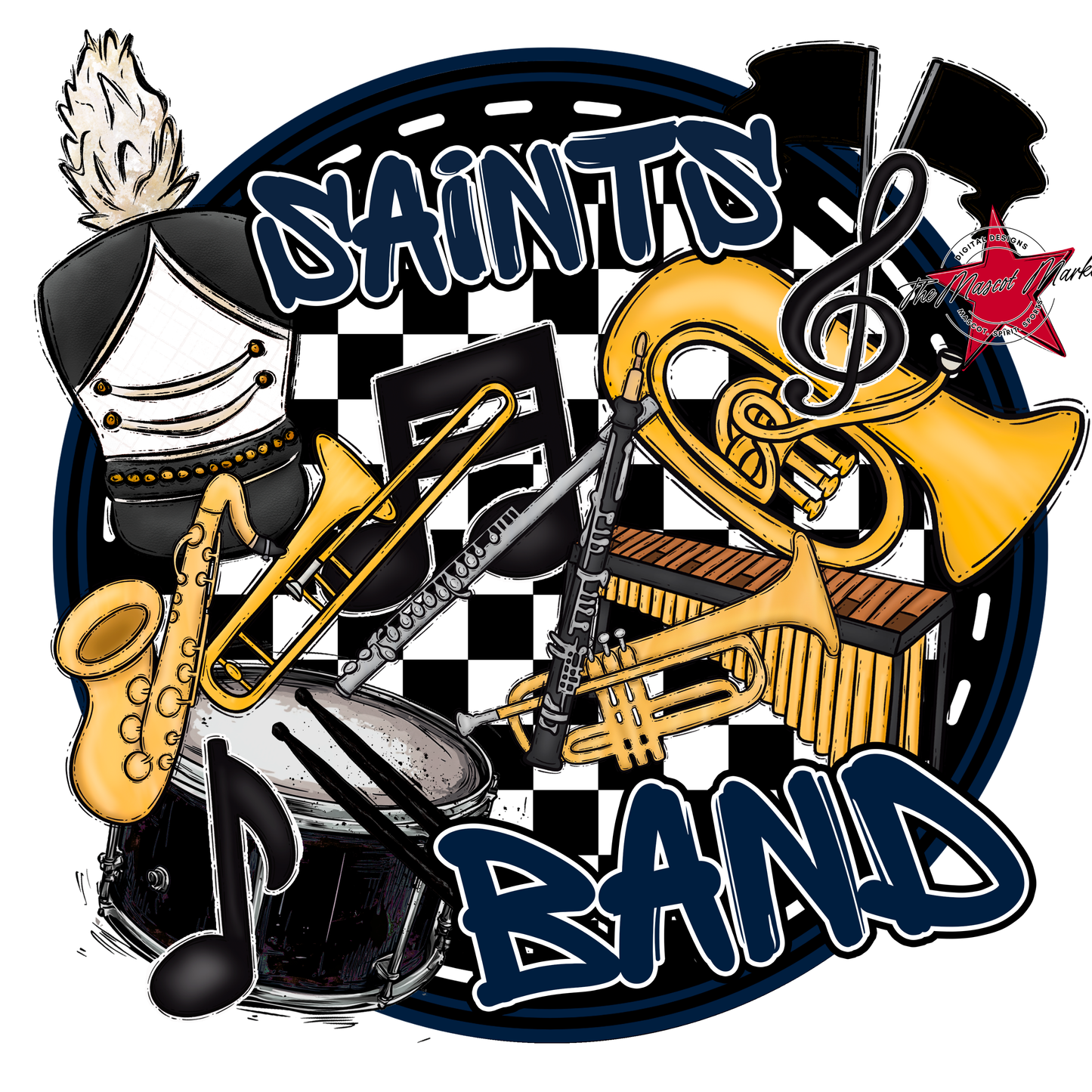 Saints Circle Band Design-Navy