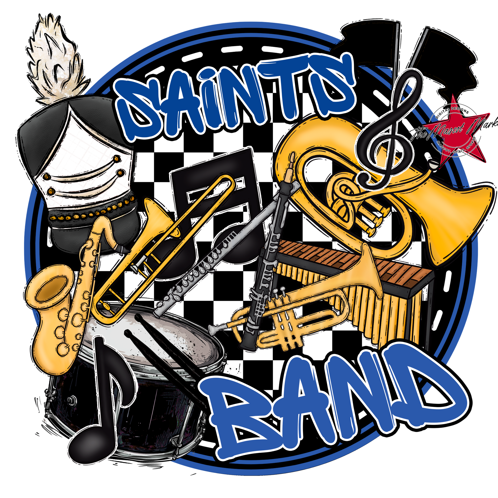 Saints Circle Band Design-Off Blue