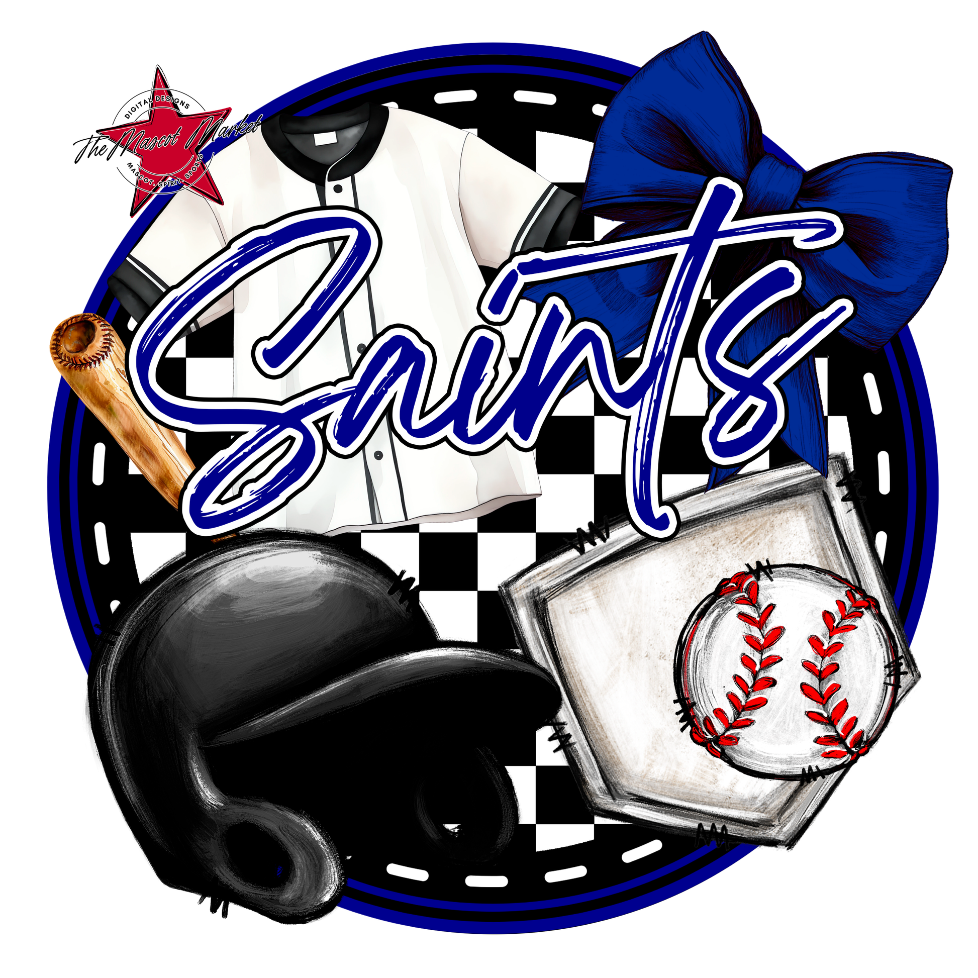 Saints Circle Baseball Design-Blue