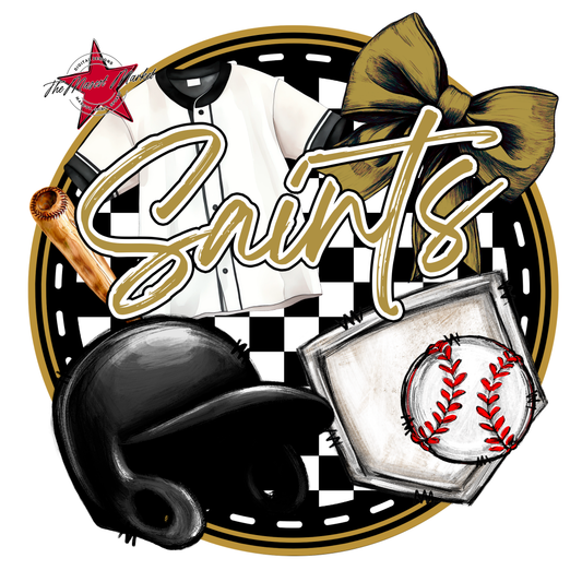 Saints Circle Baseball Design-Gold