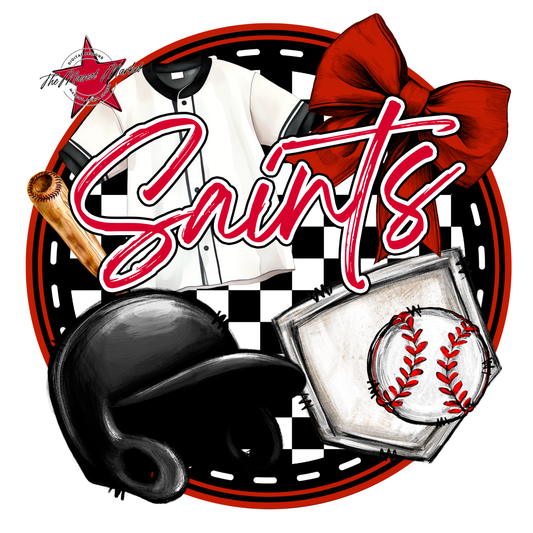 Saints Circle Baseball Design-Red