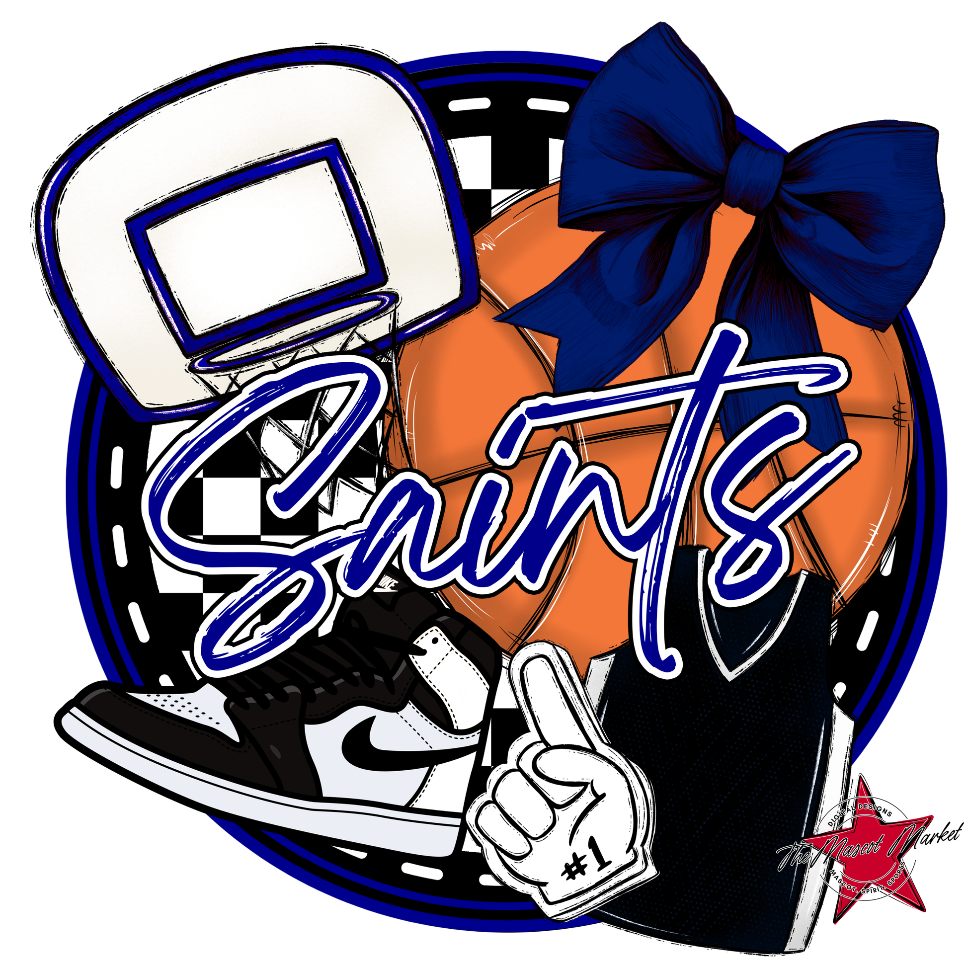 Saints Circle Basketball Design-Blue