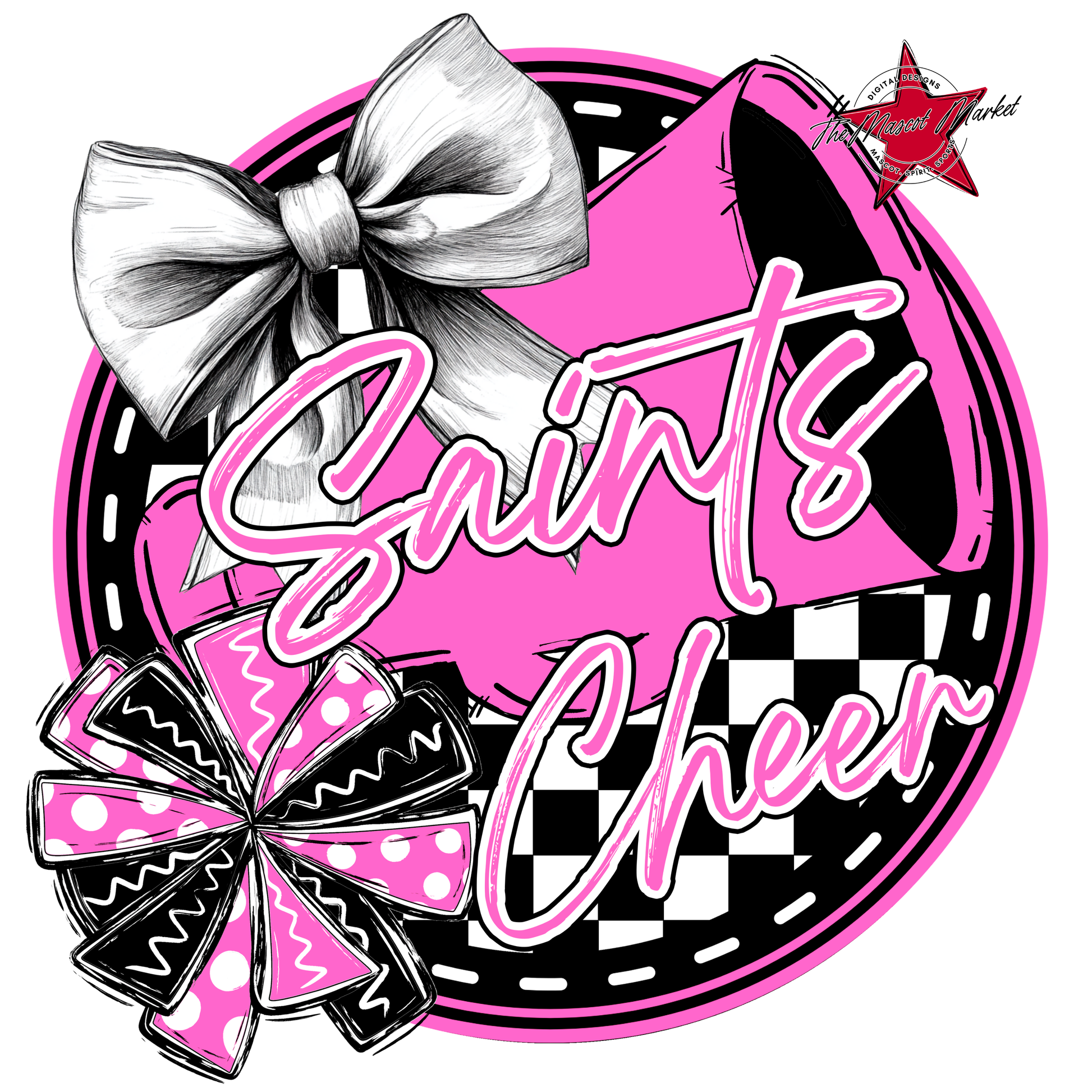 Saints Circle Cheer Design-Baby Pink