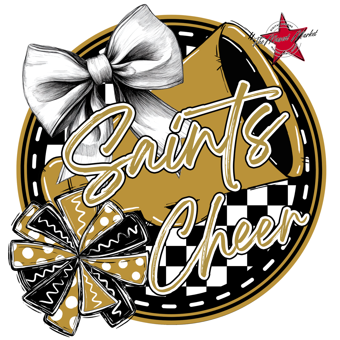 Saints Circle Cheer Design-Gold