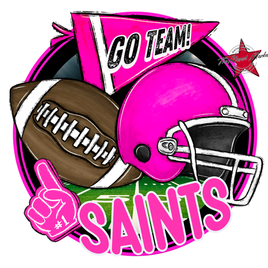 Saints Circle Football Design-Pink