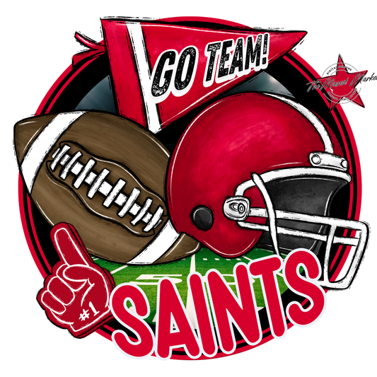 Saints Circle Football Design-Red